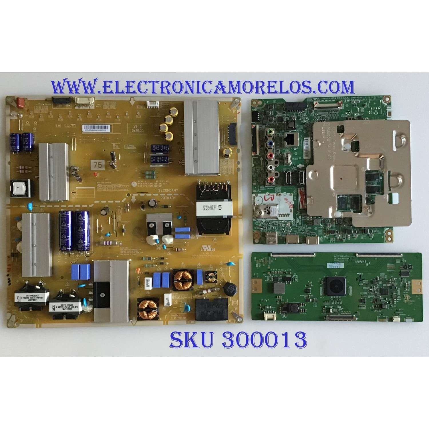 KIT DE TARJETAS TV LG / MAIN EBT64473504 / EAX67187104(1.0) / FUENTE EAY64489681 / EAX67264301(1.4) / T-CON LJ94-5002B / 6870C-0692A / PANEL LC750EGE (FK)(M1) / MODELO 75UJ657A-UB.BUSYLJR